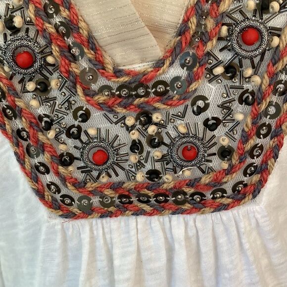 Anthropologie Meadow Rue Embroidered Embellished Bohemian Top Size S - Picture 7 of 12